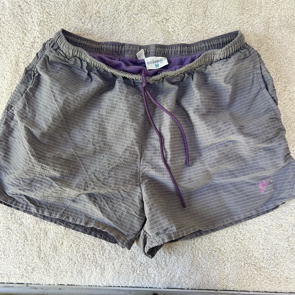 Vintage Stubbies Mens Multi Color Striped Cotton Shorts Size M Made in USA